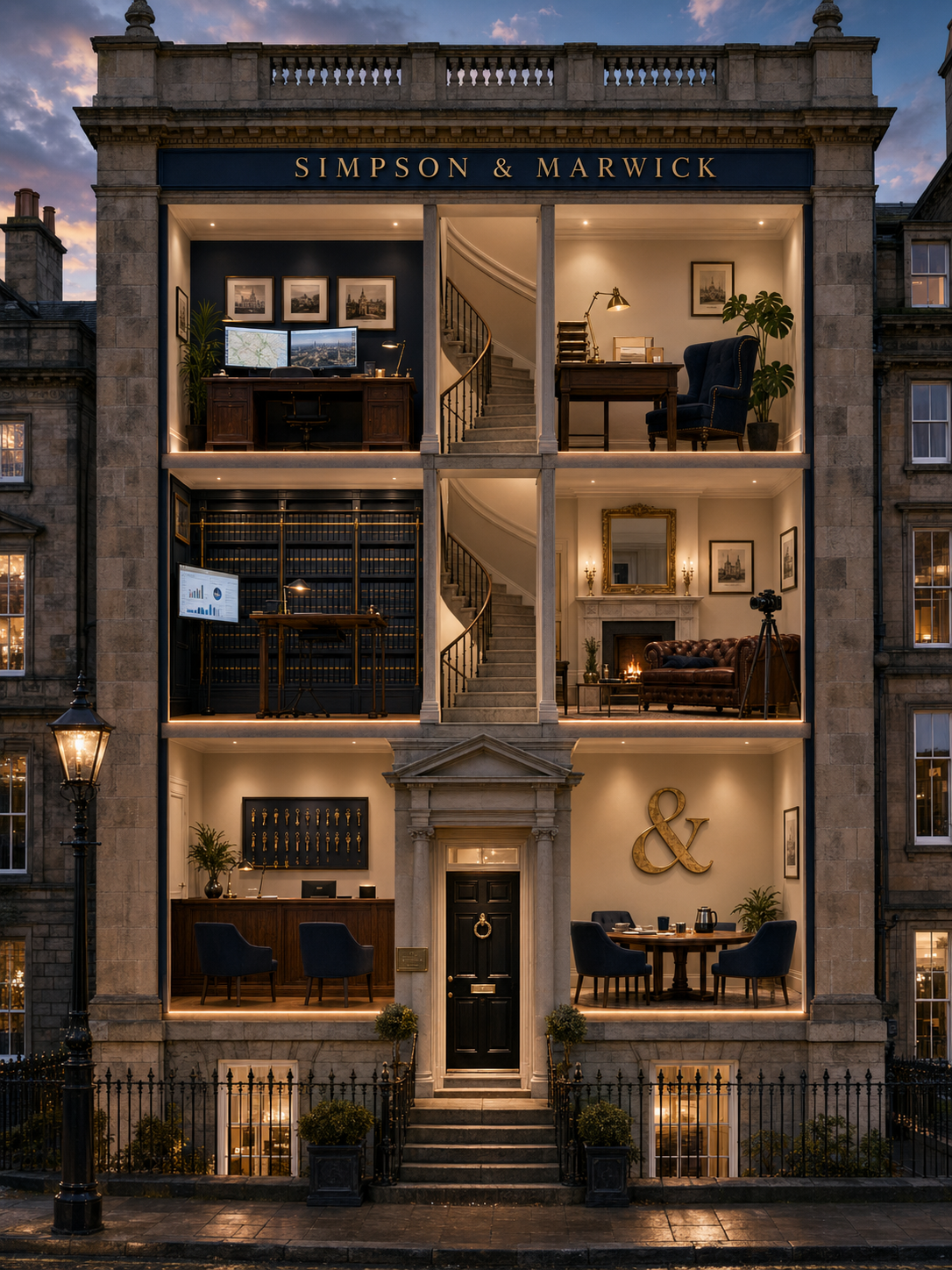 The Simpson & Marwick building as a working HQ, each room a part of the firm
